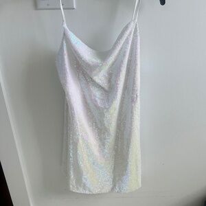 White sequin mini dress